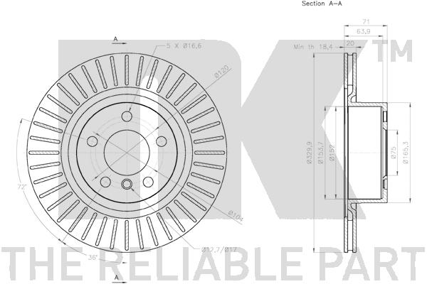 Brake Disc NK 3115105 for BMW AL72901350 - alvadi.md