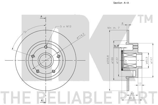 Brake Disc NK 313993 for Renault AL72907944 - alvadi.md