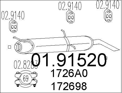 Rear Muffler MTS 01.91520 for Citroen AL75793760 - alvadi.md