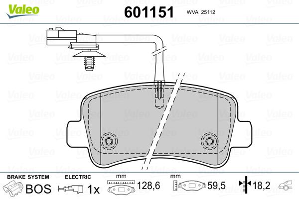 Brake Pad Set, disc brake VALEO 601151 for Nissan, Opel, Renault ...