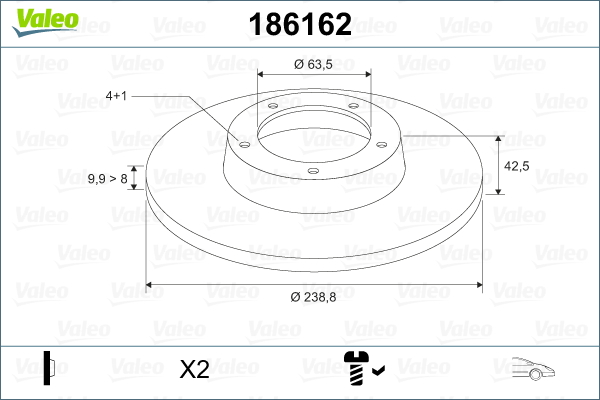 Brake Disc VALEO 186162 for Ford AL54891684 - alvadi.md