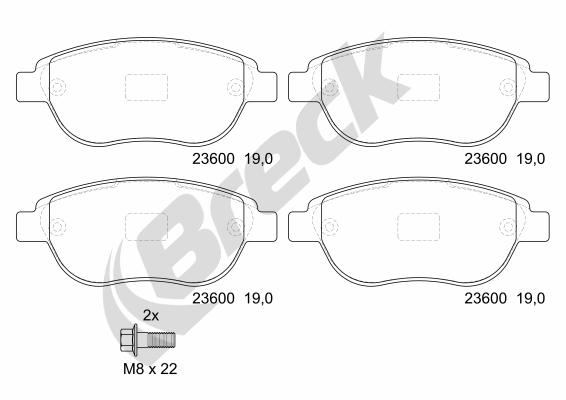 Brake Pad Set, disc brake BRECK 23600 00 701 00 for Citroen, Peugeot ...