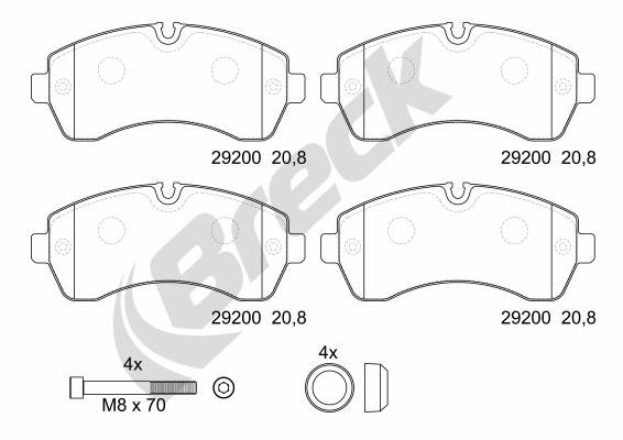 Brake Pad Set, disc brake BRECK 29200 00 703 00 for Mercedes-Benz ...