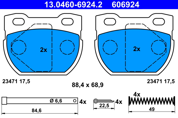 Brake Pad Set, disc brake ATE 13.0460-6924.2 for Land Rover AL107194082 ...