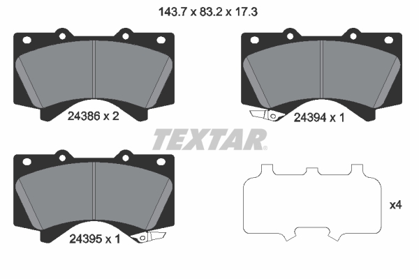 Brake Pad Set, disc brake TEXTAR 2438601 for Hyundai, Lexus, Toyota ...