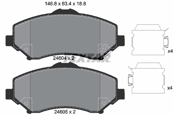 Brake Pad Set, disc brake TEXTAR 2460401 for Chrysler, Dodge, Fiat ...