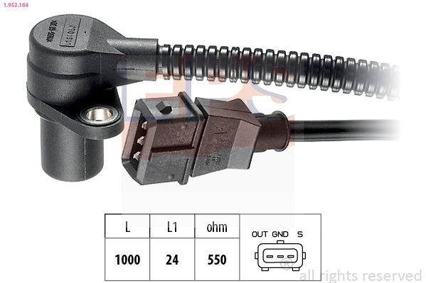 Sensor, crankshaft pulse EPS 1.953.164 for Opel, VAUXHALL