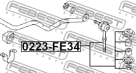 Link/Coupling Rod, stabiliser bar FEBEST 0223-FE34 for Infiniti, Nissan ...