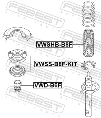 Suspension Strut Support Mount FEBEST VWSS-B8F-KIT for Audi, Skoda ...