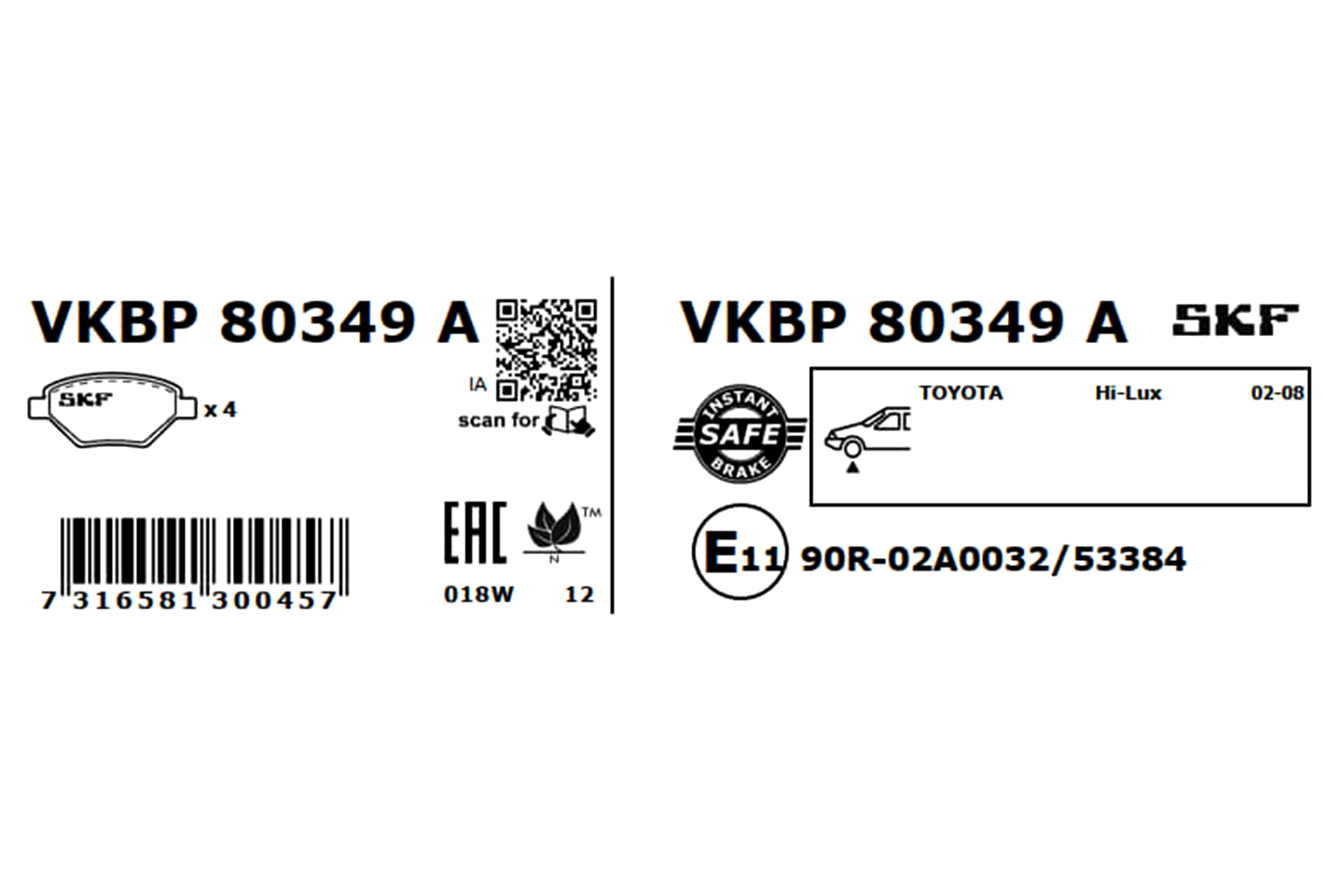 Brake Pad Set, disc brake SKF VKBP 80349 A for Toyota AL77402054 ...